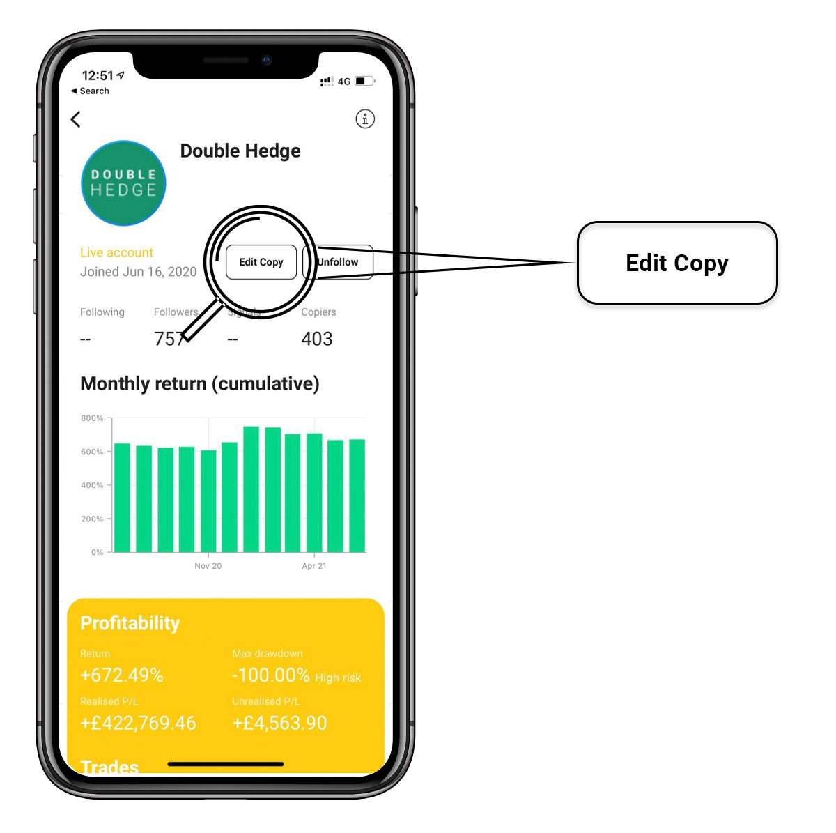 How do I stop copying an account?
